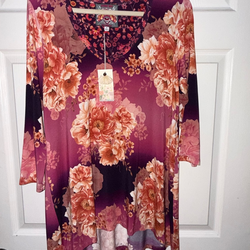 Johnny Was Purple and Pink Floral Tunic